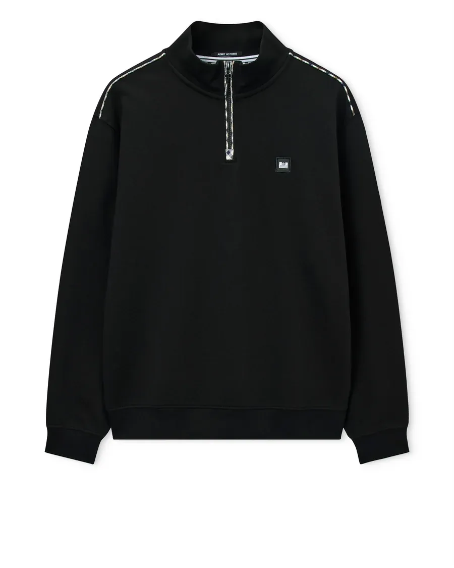MATISA Quarterzip Sweatshirt Black Mid House Check Weekend Offender