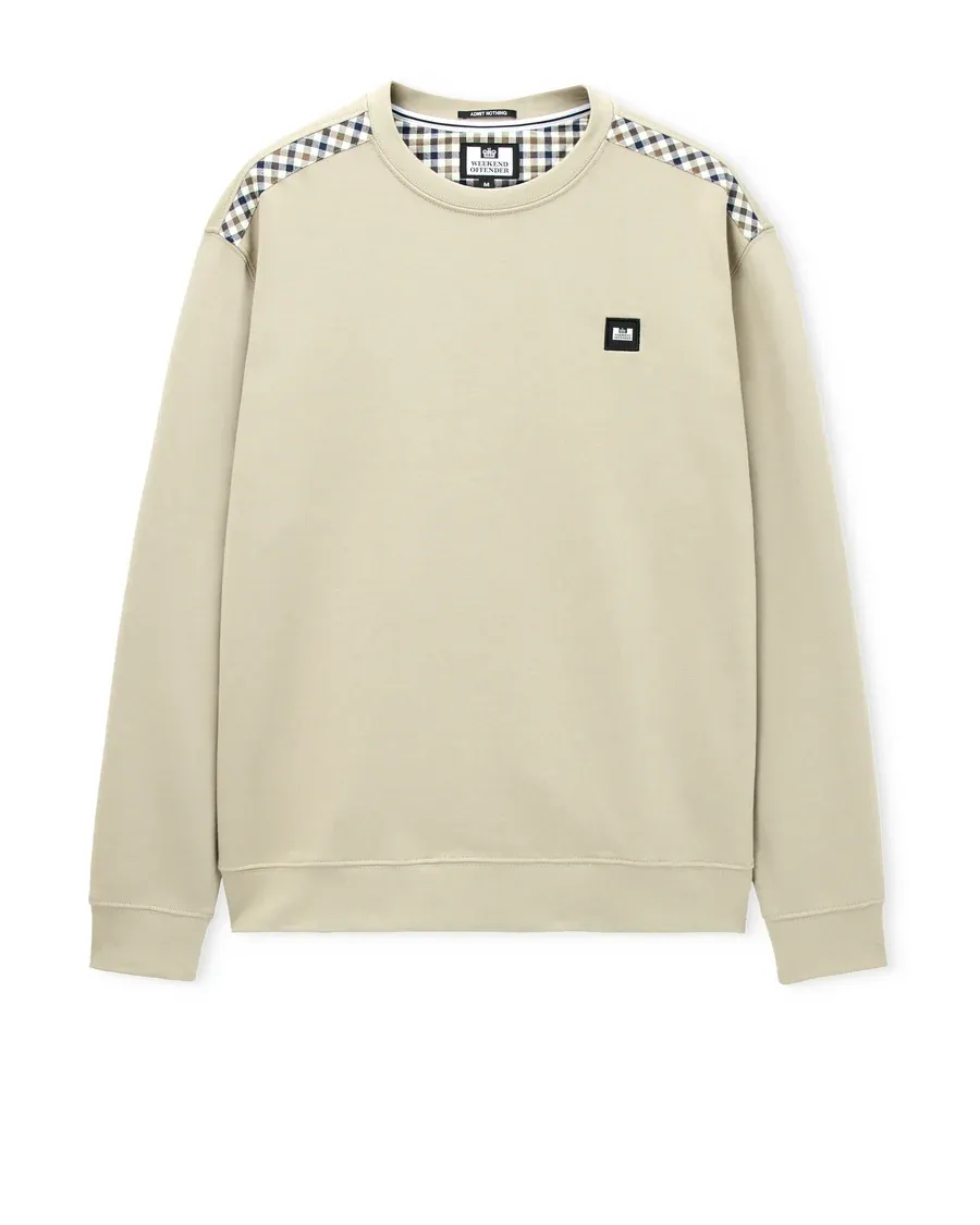 BEIDA Crew Neck Sweatshirt Beige Mid House Check Weekend Offender