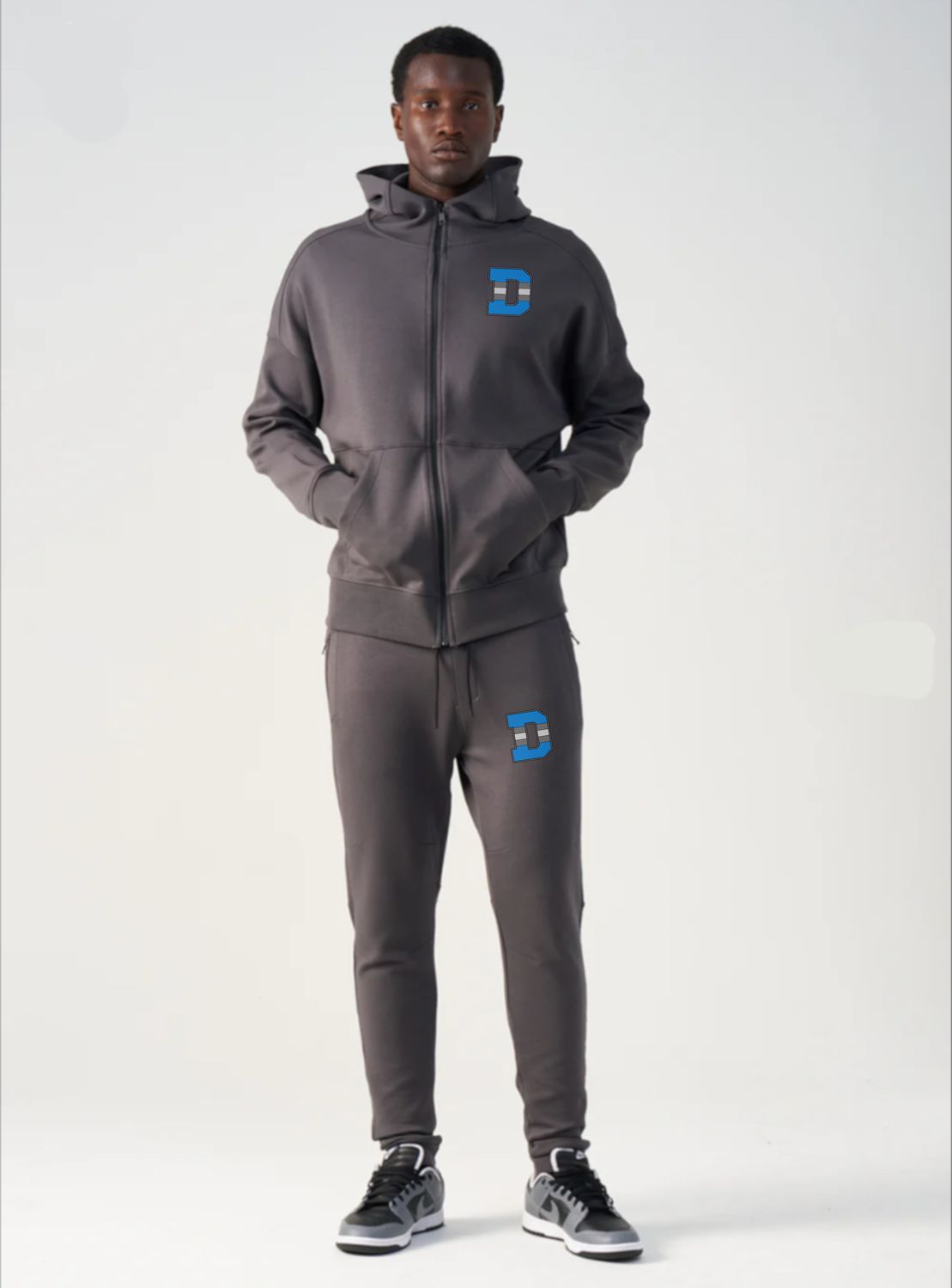 D Zip-UP Track Suit, Color: Dark Gray