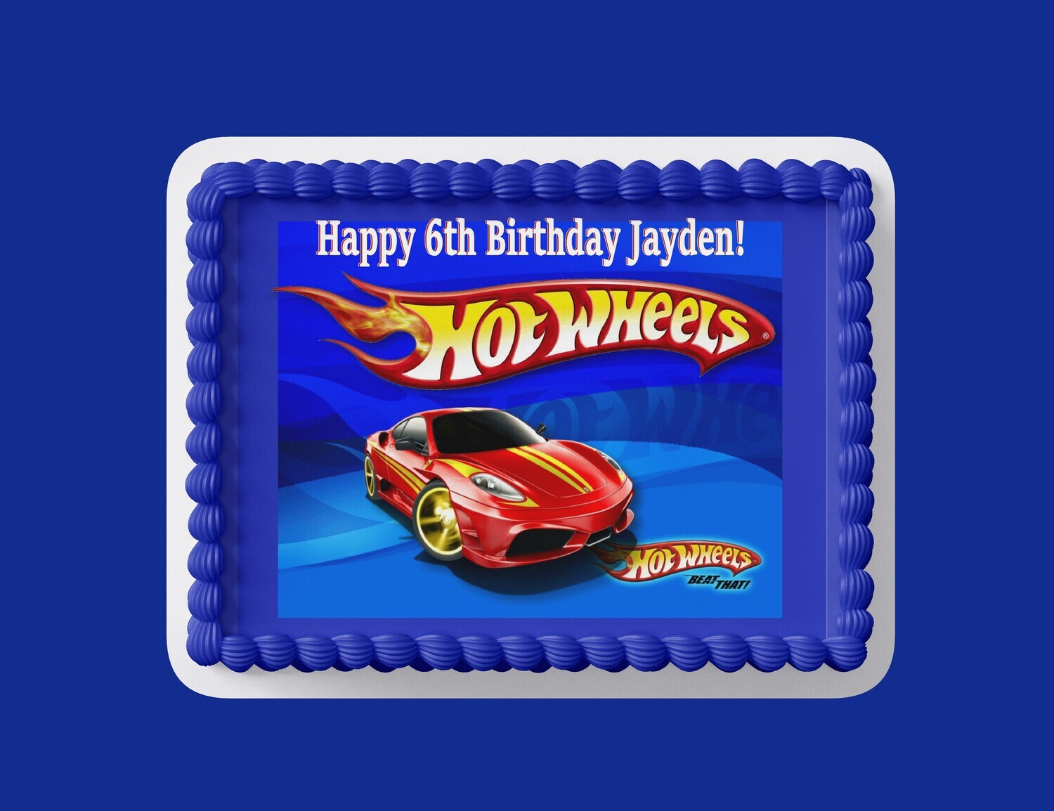 Red Race Car Edible Birthday Cake Topper