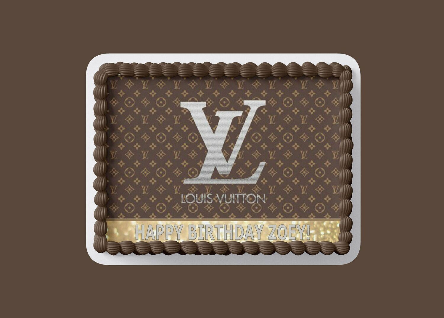 Louis Vuitton Pattern Edible Cake Toppers, Edible Picture