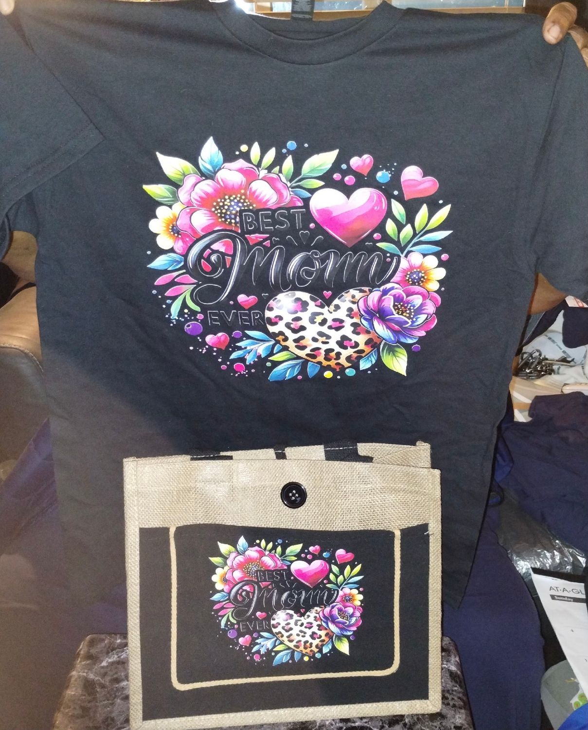Mother T-shirt and Woolen bag with side pockets