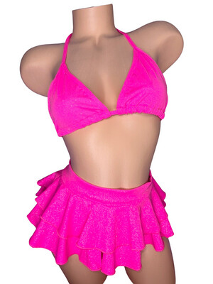 Shimmer &amp; Sparkle Hot Pink Ruffle Skirt Set