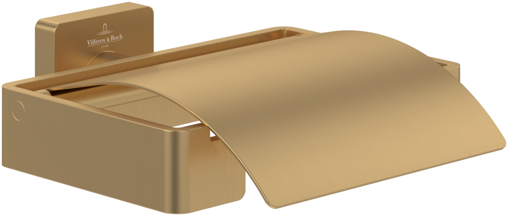 Villeroy &amp; Boch Elements - Striking Toilet roll holder with cover  131 x 115 x 45 mm  Brushed Gold