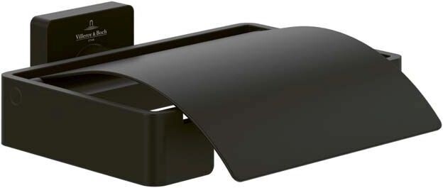 Villeroy &amp; Boch Elements - Striking Toilet roll holder with cover  131 x 115 x 45 mm  Matt Black