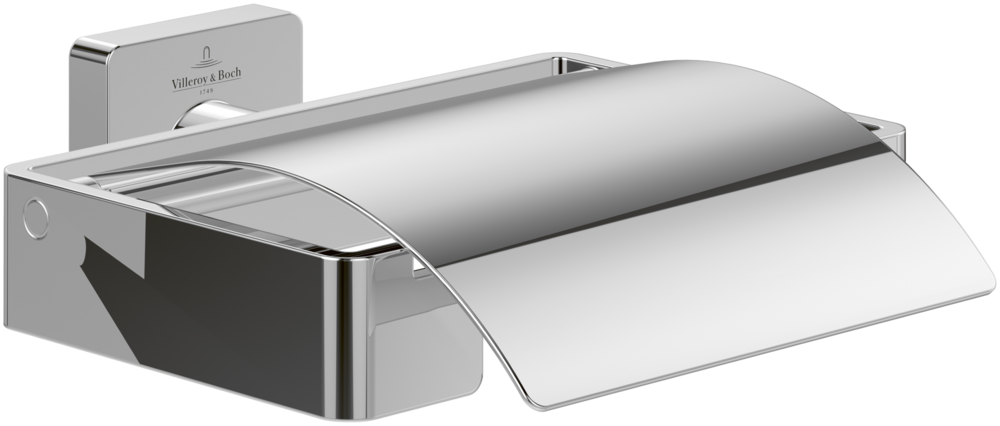 Villeroy &amp; Boch Elements - Striking Toilet roll holder with cover  131 x 115 x 45 mm  Chrome