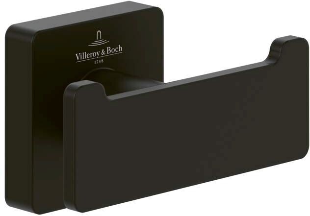 Villeroy &amp; Boch Elements - Striking Double robe hook  80 x 44 x 45 mm  Matt Black