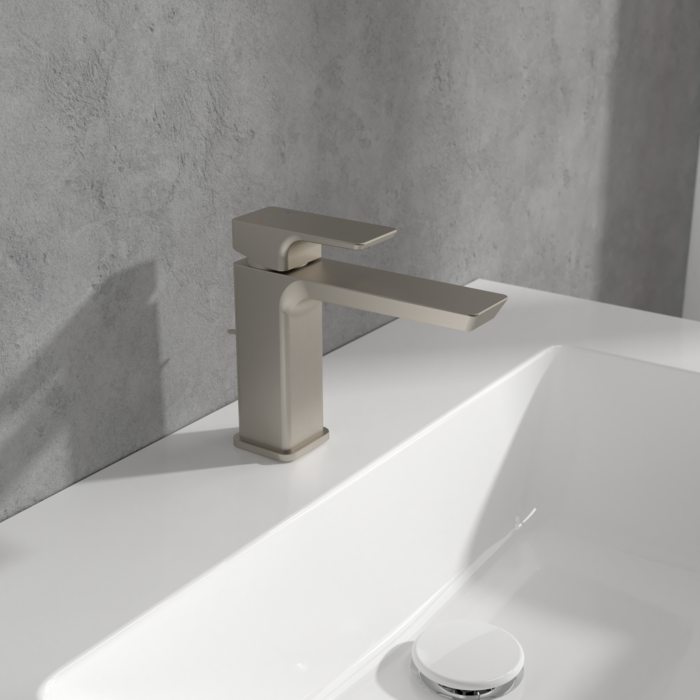 Villeroy &amp; Boch Subway 3.0 Single-lever basin mixer with draw bar outlet fitting  Brushed Nickel Ma…