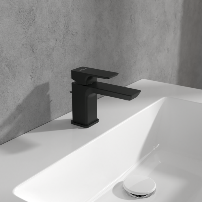Villeroy &amp; Boch Subway 3.0 Single-lever basin mixer with draw bar outlet fitting  Matt Black
