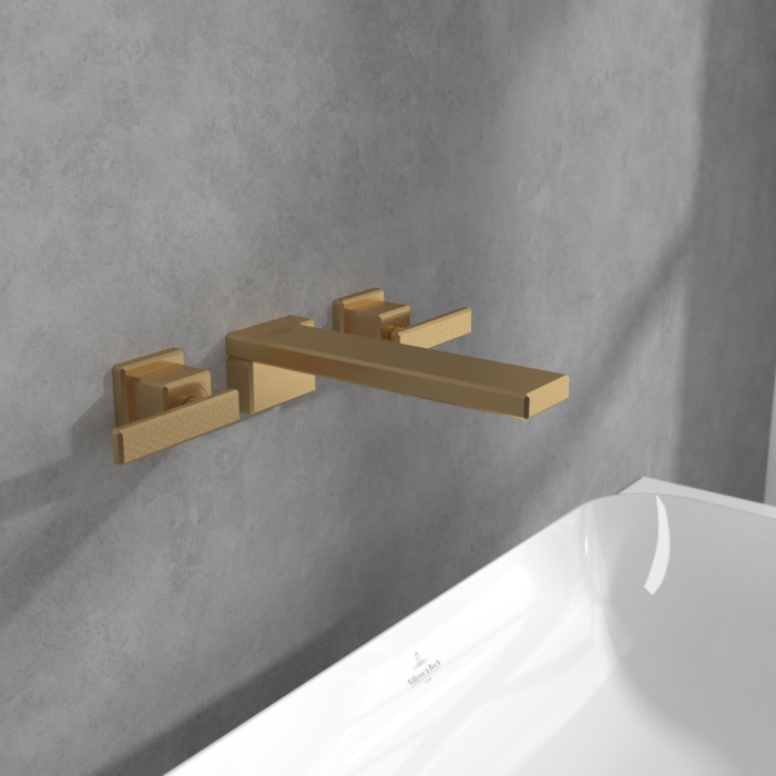 Villeroy &amp; Boch Mettlach Three-hole basin mixer without waste  Brushed Gold