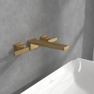 Villeroy &amp; Boch Mettlach Three-hole basin mixer without waste  Brushed Gold