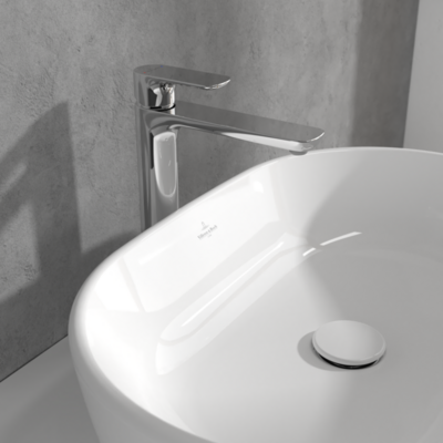Villeroy &amp; Boch O.novo Tall single-lever basin mixer with push-open waste  Chrome