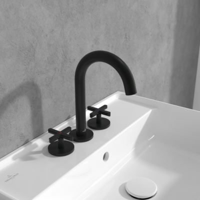 Villeroy &amp; Boch Loop &amp; Friends Wall-mounted washbasin spout set without waste  Matt Black