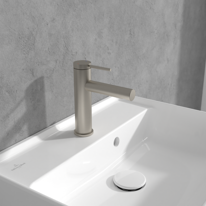 Villeroy &amp; Boch Loop &amp; Friends Single-lever basin mixer with draw bar outlet fitting  Brushed Nicke…