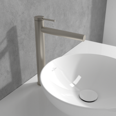 Villeroy &amp; Boch Loop &amp; Friends Tall single-lever basin mixer without waste  Brushed Nickel Matt
