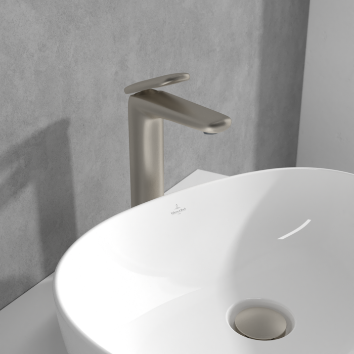 Villeroy &amp; Boch Antao Tall single-lever basin mixer with push-open waste  Brushed Nickel Matt