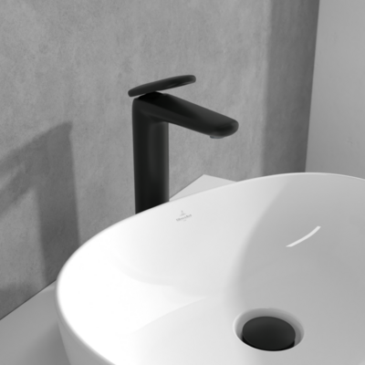 Villeroy &amp; Boch Antao Tall single-lever basin mixer with push-open waste  Matt Black