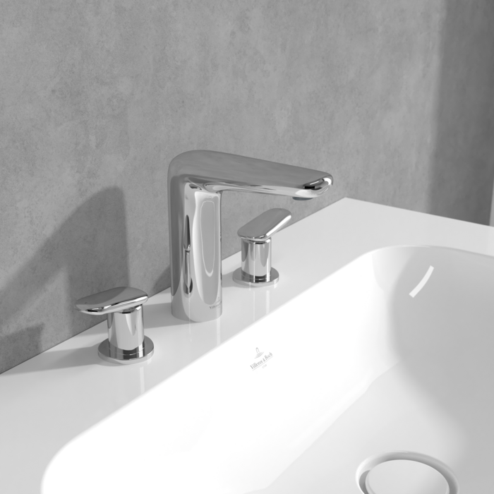 Villeroy &amp; Boch Antao Three-hole basin mixer with push-open waste  Chrome