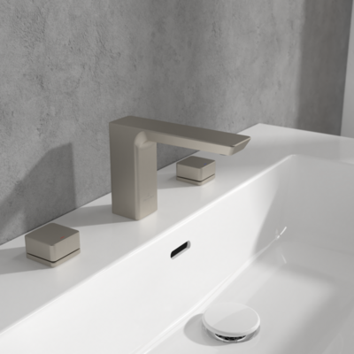 Villeroy &amp; Boch Subway 3.0 Three-hole basin mixer without waste  Brushed Nickel Matt