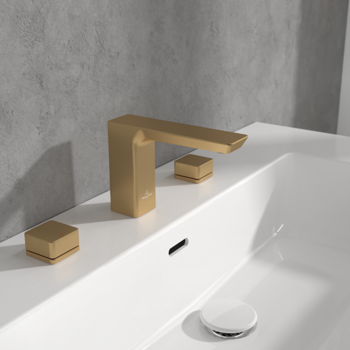 Villeroy &amp; Boch Subway 3.0 Three-hole basin mixer without waste  Brushed Gold