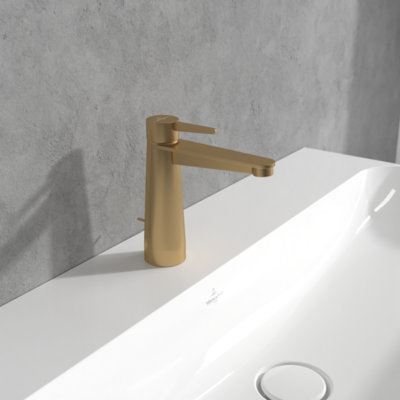 Villeroy &amp; Boch Conum Single-lever basin mixer with draw bar outlet fitting  Brushed Gold