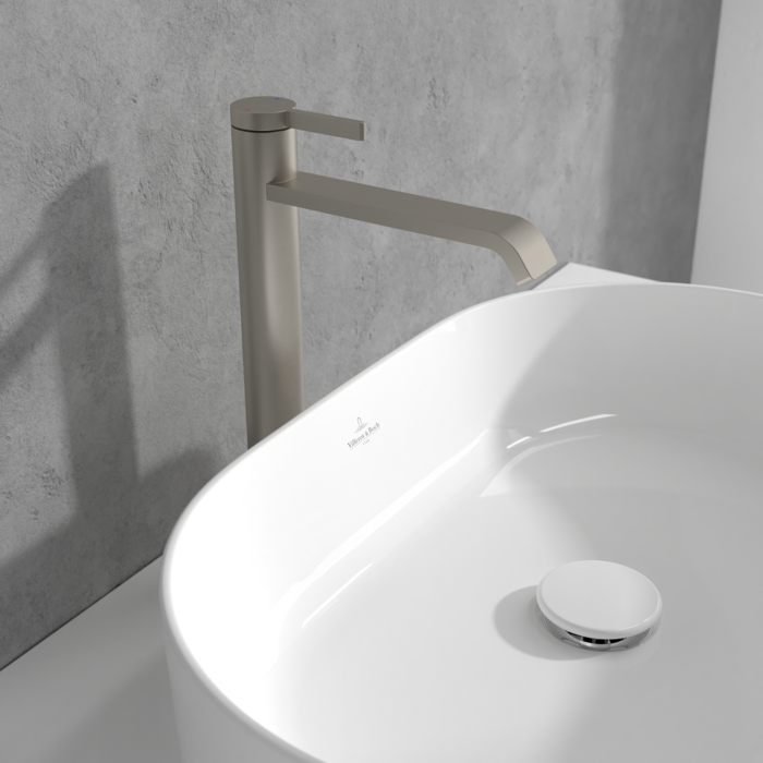 Villeroy &amp; Boch Dawn Tall single-lever basin mixer without waste  Brushed Nickel Matt
