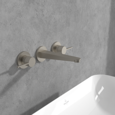 Villeroy &amp; Boch Conum Three-hole basin mixer without waste  Brushed Nickel Matt