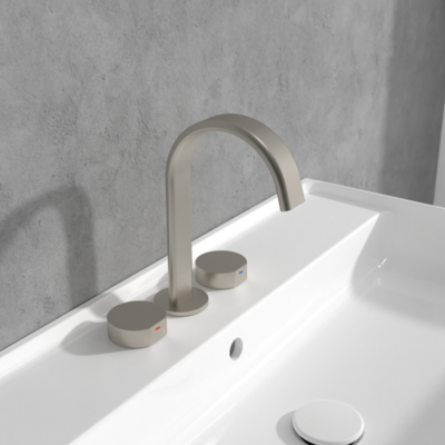 Villeroy &amp; Boch Dawn Three-hole basin mixer without waste  Brushed Nickel Matt