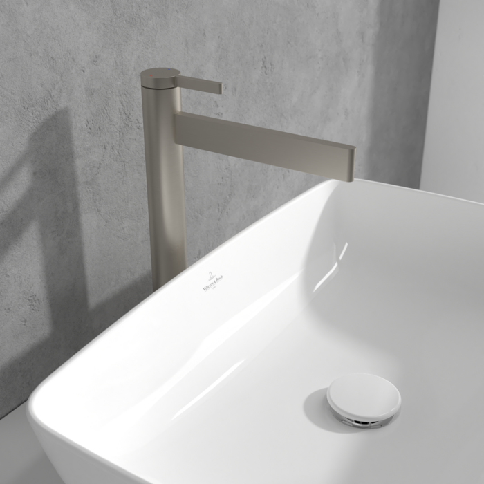 Villeroy &amp; Boch Dawn Tall single-lever basin mixer without waste  Brushed Nickel Matt