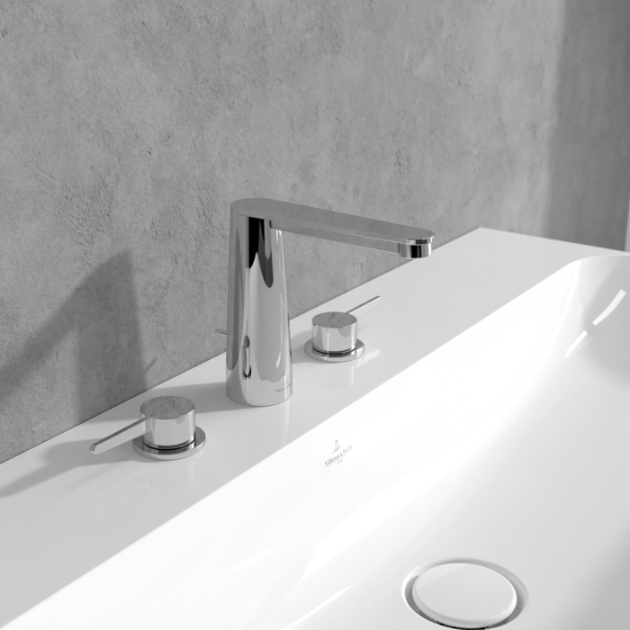 Villeroy &amp; Boch Conum Three-hole basin mixer with draw bar outlet fitting  Chrome