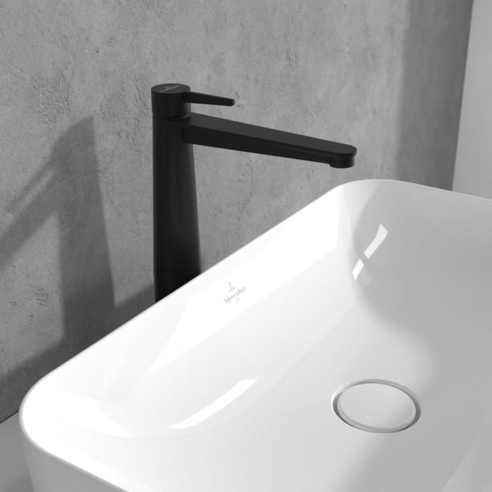 Villeroy &amp; Boch Conum Tall single-lever basin mixer with push-open waste  Matt Black