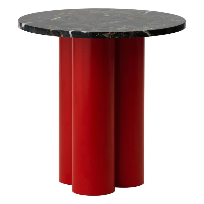 Normann Copenhagen Dit table  bright red - Portoro Gold marble