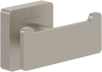Villeroy &amp; Boch Elements - Striking Double robe hook  80 x 44 x 45 mm  Brushed Nickel Matt