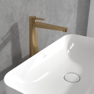 Villeroy &amp; Boch Conum Tall single-lever basin mixer with push-open waste  Brushed Gold