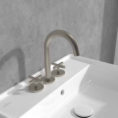 Villeroy &amp; Boch Loop &amp; Friends Wall-mounted washbasin spout set without waste  Brushed Nickel Matt