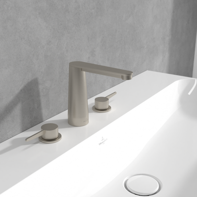Villeroy &amp; Boch Conum Three-hole basin mixer without waste  Brushed Nickel Matt