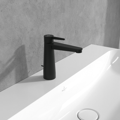 Villeroy &amp; Boch Conum Single-lever basin mixer with draw bar outlet fitting  Matt Black