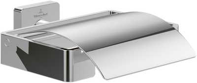 Villeroy &amp; Boch Elements - Striking Toilet roll holder with cover  131 x 115 x 45 mm  Chrome