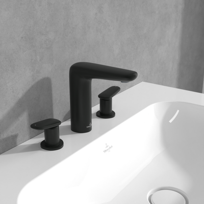 Villeroy &amp; Boch Antao Three-hole basin mixer with push-open waste  Matt Black