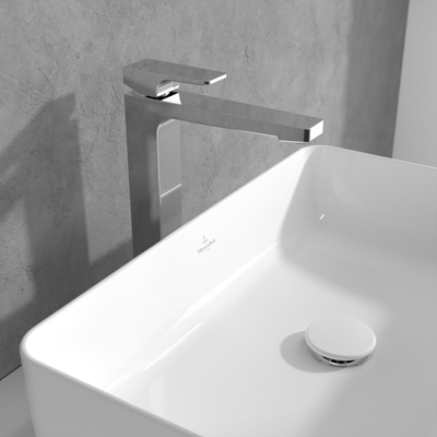 Villeroy &amp; Boch Architectura Square Tall single-lever basin mixer with push-open waste  Chrome