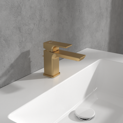 Villeroy &amp; Boch Subway 3.0 Single-lever basin mixer with draw bar outlet fitting  Brushed Gold
