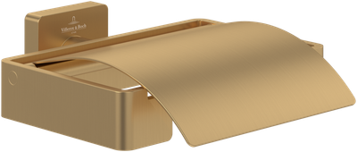 Villeroy &amp; Boch Elements - Striking Toilet roll holder with cover  131 x 115 x 45 mm  Brushed Gold