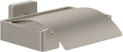 Villeroy &amp; Boch Elements - Striking Toilet roll holder with cover  131 x 115 x 45 mm  Brushed Nicke…