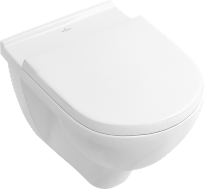 Villeroy &amp; Boch O.novo Washdown toilet  rimless  wall-mounted  with AntiBac  White Alpin AntiBac Ce…