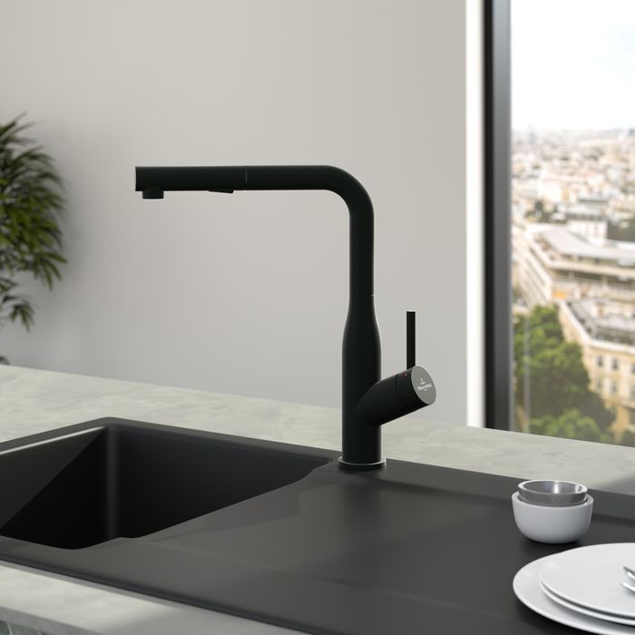 Villeroy &amp; Boch Subway Style Shower Kitchen tap, Matt Black