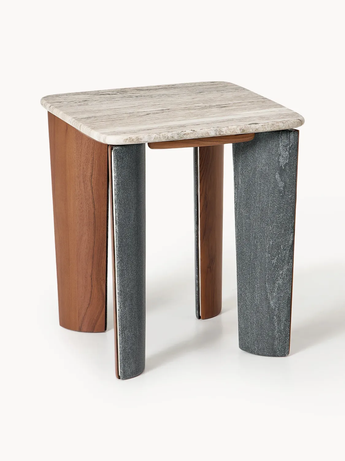 Westwing Collection Muno Marble &amp; Acacia Wood Side Table