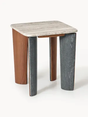 Westwing Collection Muno Marble &amp; Acacia Wood Side Table