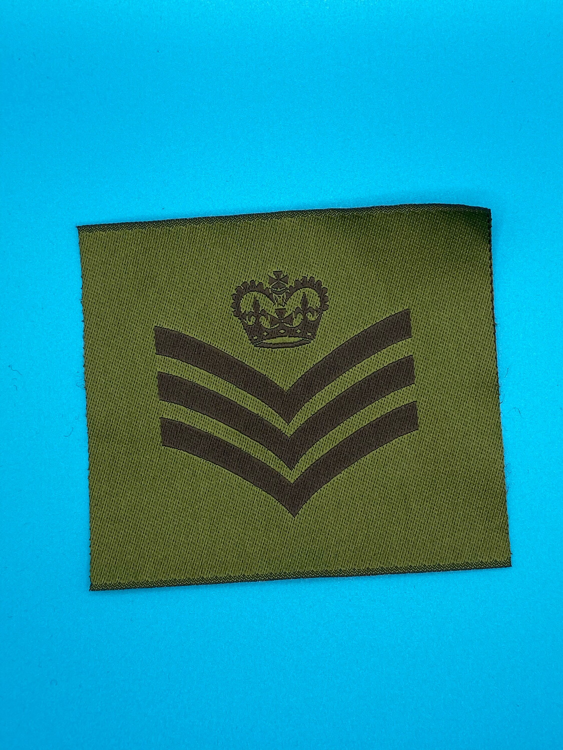Woven Staff Sergeant Olive Green Rank Patch OG SSgt CSgt CSjt
