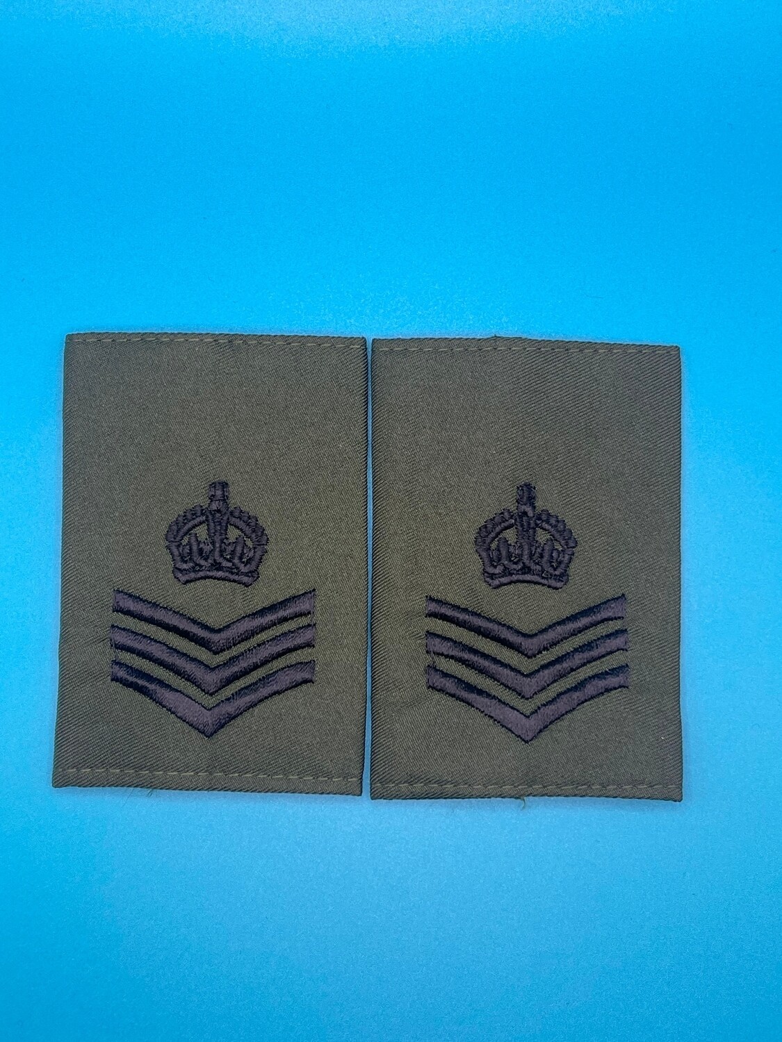 CIIIR Olive Green Rank Slides - Staff Sergeant Colour Sergeant SSgt CSgt CSjt - Black Embroidery
