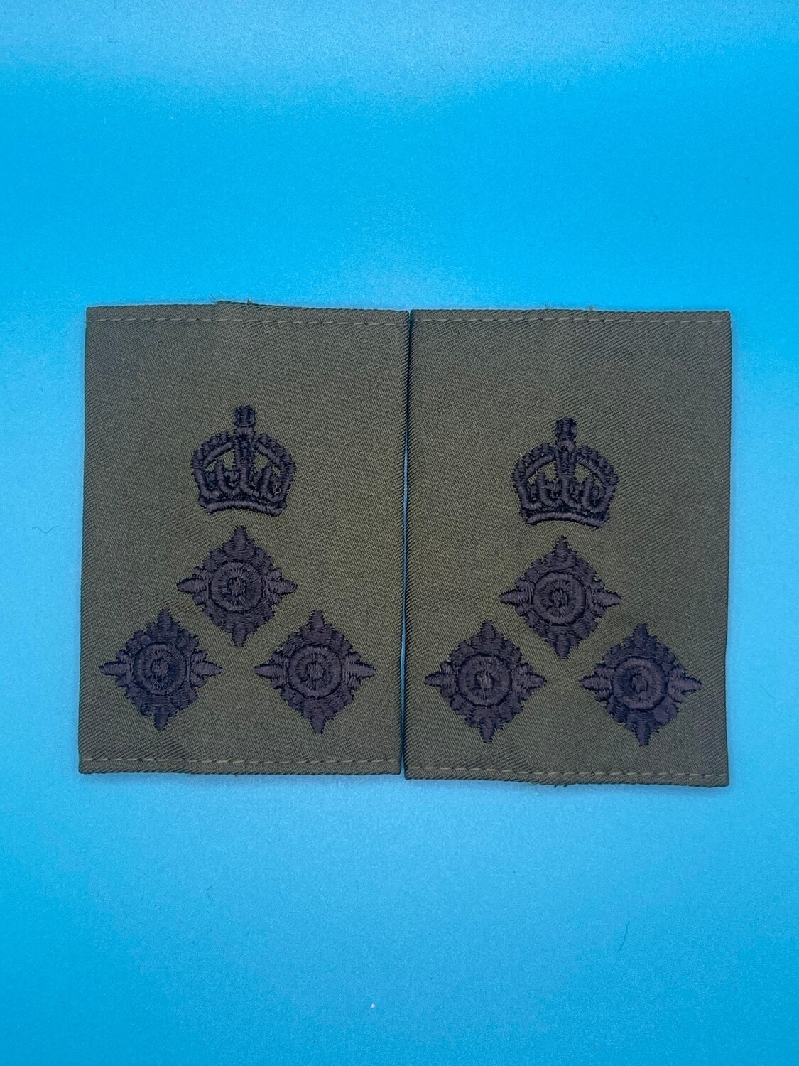 CIIIR Olive Green Rank Slides - Brigadier Brig - Black Embroidery